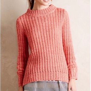 Anthropologie Waffle Stich Pullover in Peach